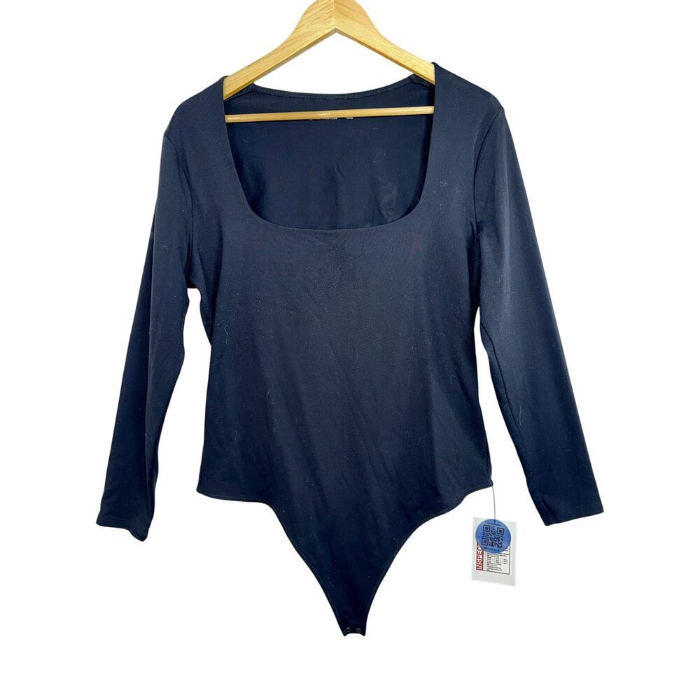Abercrombie & Fitch Soft AF Black Square Neck Long Sleeve Bodysuit Women Size XL